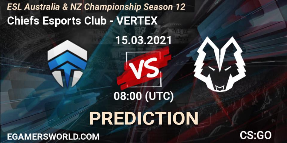 Prognose für das Spiel Chiefs Esports Club VS VERTEX. 15.03.21. CS2 (CS:GO) - ESL Australia & NZ Championship Season 12