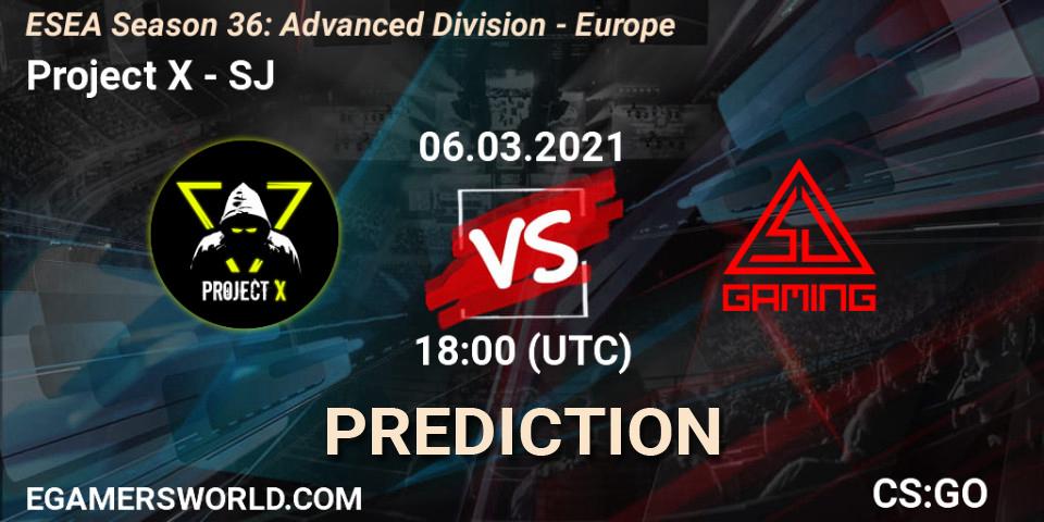 Prognose für das Spiel Project X VS SJ. 06.03.21. CS2 (CS:GO) - ESEA Season 36: Europe - Advanced Division