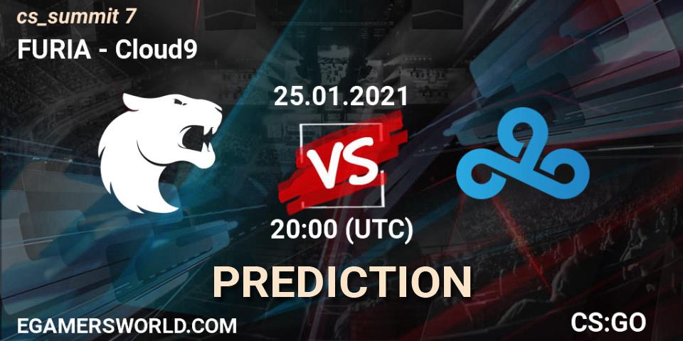 Prognose für das Spiel FURIA VS Cloud9. 25.01.2021 at 20:00. Counter-Strike (CS2) - cs_summit 7