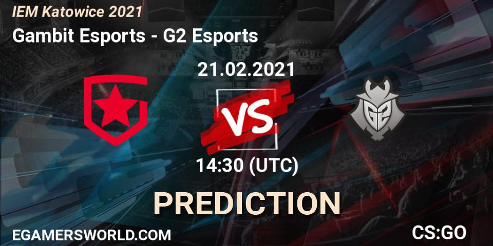Prognose für das Spiel Gambit Esports VS G2 Esports. 21.02.2021 at 14:30. Counter-Strike (CS2) - IEM Katowice 2021
