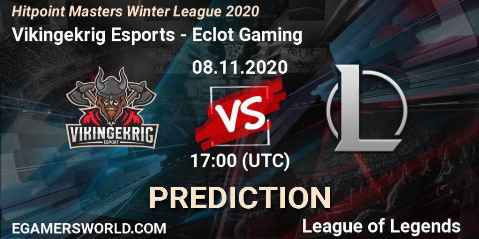 Prognose für das Spiel Vikingekrig Esports VS Eclot Gaming. 08.11.2020 at 16:45. LoL - Hitpoint Masters Winter League 2020