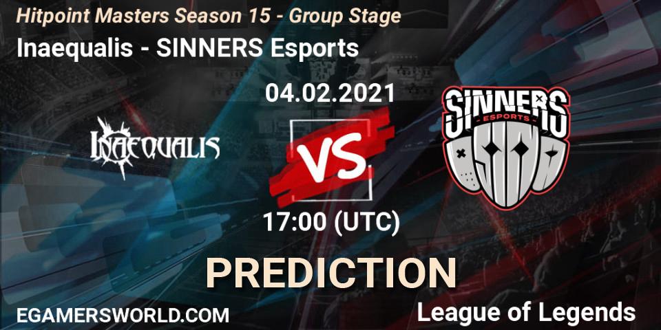 Prognose für das Spiel Inaequalis VS SINNERS Esports. 04.02.2021 at 17:00. LoL - Hitpoint Masters Season 15 - Group Stage