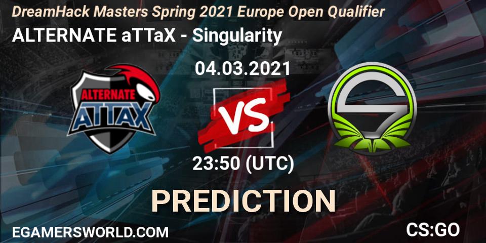 Prognose für das Spiel ALTERNATE aTTaX VS Singularity. 04.03.21. CS2 (CS:GO) - DreamHack Masters Spring 2021 Europe Open Qualifier