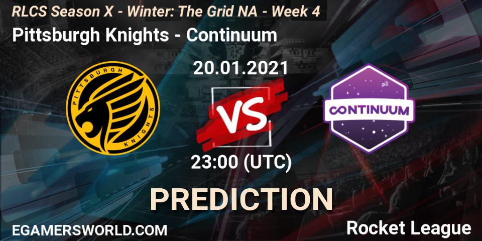 Prognose für das Spiel Pittsburgh Knights VS Continuum. 20.01.2021 at 23:00. Rocket League - RLCS Season X - Winter: The Grid NA - Week 4