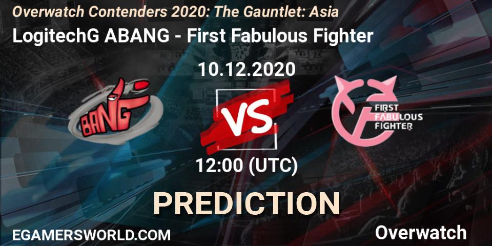 Prognose für das Spiel LogitechG ABANG VS First Fabulous Fighter. 10.12.2020 at 11:30. Overwatch - Overwatch Contenders 2020: The Gauntlet: Asia