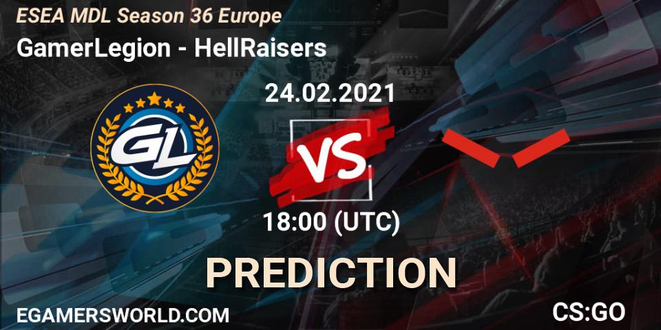 Prognose für das Spiel GamerLegion VS HellRaisers. 04.03.21. CS2 (CS:GO) - MDL ESEA Season 36: Europe - Premier division