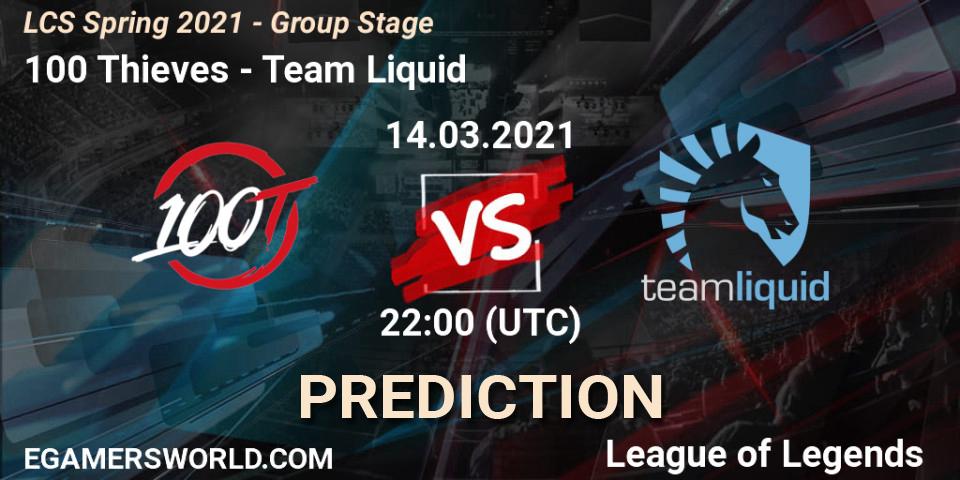 Prognose für das Spiel 100 Thieves VS Team Liquid. 14.03.21. LoL - LCS Spring 2021 - Group Stage