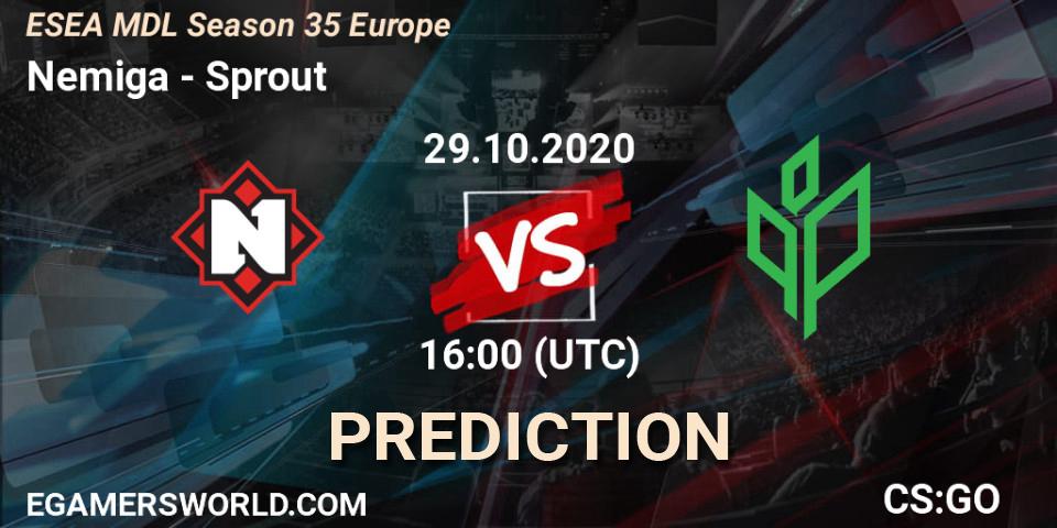 Prognose für das Spiel Nemiga VS Sprout. 29.10.2020 at 16:30. Counter-Strike (CS2) - ESEA MDL Season 35 Europe