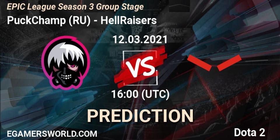 Prognose für das Spiel PuckChamp (RU) VS HellRaisers. 12.03.2021 at 16:00. Dota 2 - EPIC League Season 3 Group Stage