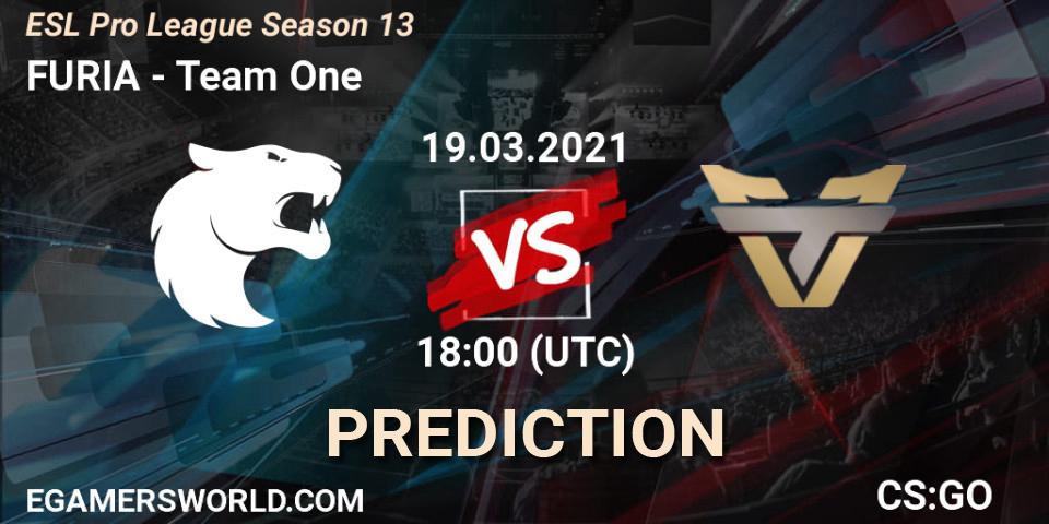 Prognose für das Spiel FURIA VS Team One. 19.03.21. CS2 (CS:GO) - ESL Pro League Season 13