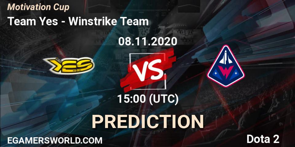 Prognose für das Spiel Team Yes VS Winstrike Team. 09.11.2020 at 12:04. Dota 2 - Motivation Cup