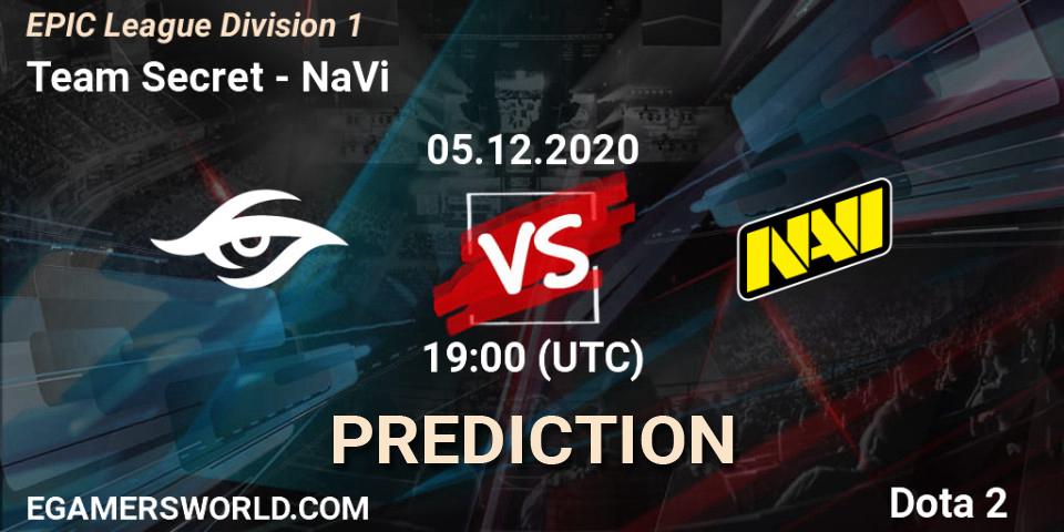 Prognose für das Spiel Team Secret VS NaVi. 05.12.20. Dota 2 - EPIC League Division 1