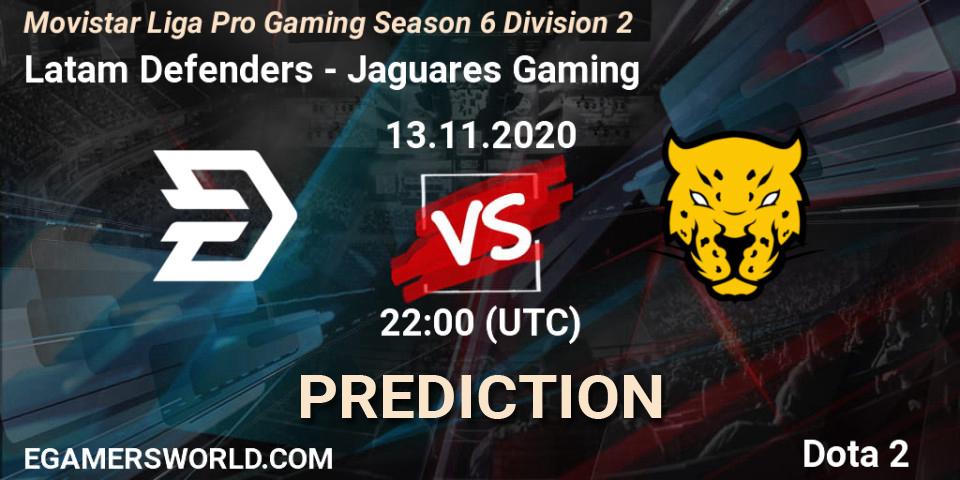 Prognose für das Spiel Latam Defenders VS Jaguares Gaming. 13.11.2020 at 21:31. Dota 2 - Movistar Liga Pro Gaming Season 6 Division 2