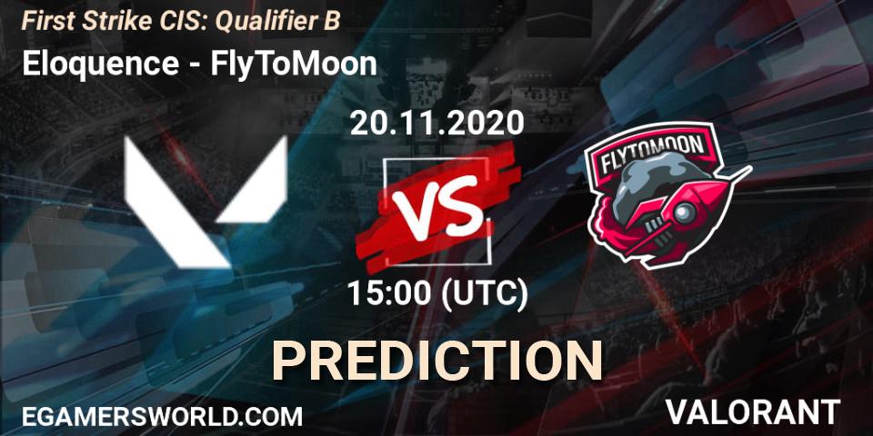 Prognose für das Spiel Eloquence VS FlyToMoon. 20.11.2020 at 15:00. VALORANT - First Strike CIS: Qualifier B