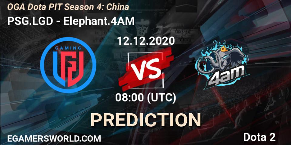 Prognose für das Spiel PSG.LGD VS Elephant.4AM. 12.12.2020 at 08:02. Dota 2 - OGA Dota PIT Season 4: China