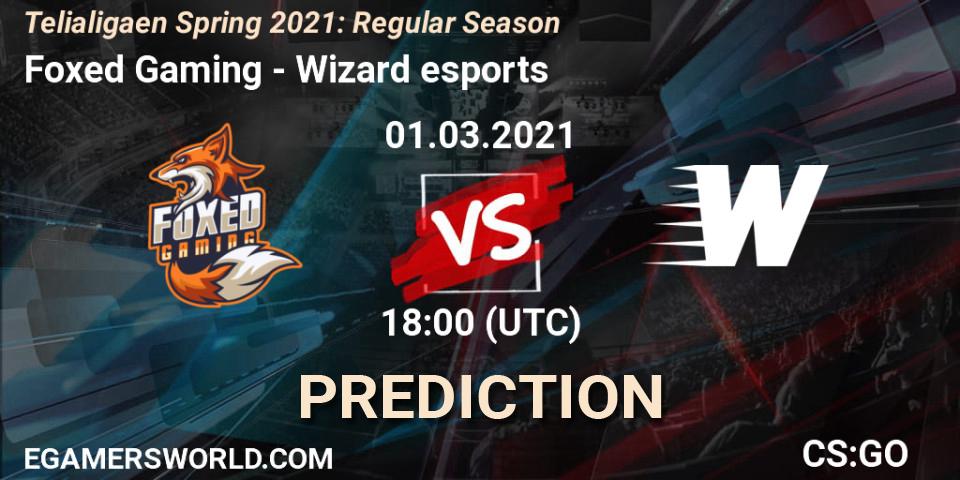 Prognose für das Spiel Foxed Gaming VS Wizard esports. 01.03.2021 at 18:00. Counter-Strike (CS2) - Telialigaen Spring 2021: Regular Season