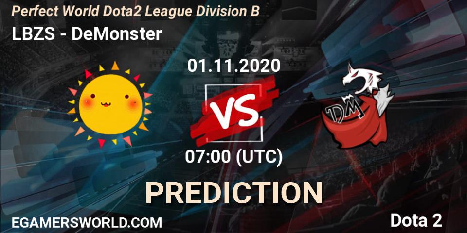 Prognose für das Spiel LBZS VS DeMonster. 01.11.20. Dota 2 - Perfect World Dota2 League Division B
