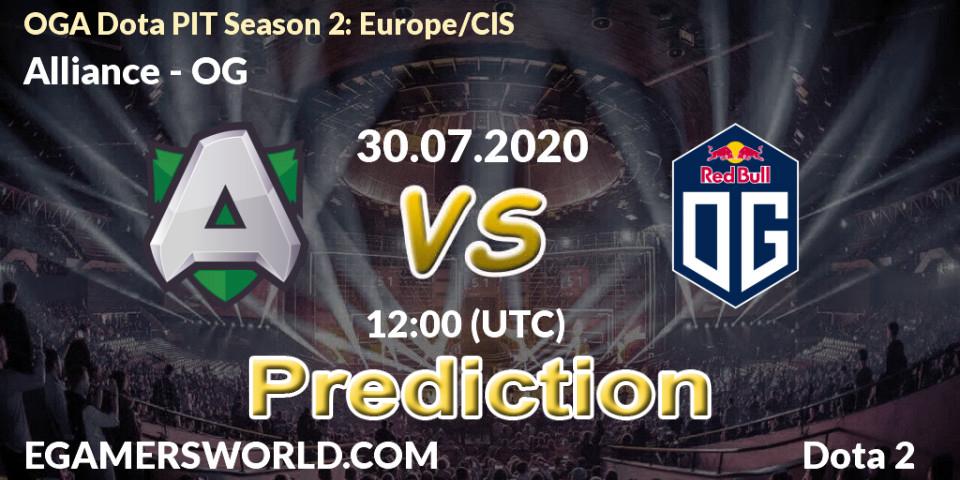 Prognose für das Spiel Alliance VS OG. 30.07.20. Dota 2 - OGA Dota PIT Season 2: Europe/CIS