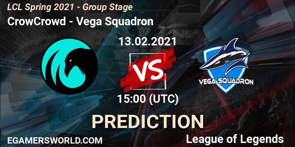 Prognose für das Spiel CrowCrowd VS Vega Squadron. 13.02.2021 at 15:00. LoL - LCL Spring 2021 - Group Stage