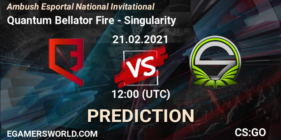 Prognose für das Spiel Quantum Bellator Fire VS Singularity. 21.02.21. CS2 (CS:GO) - Ambush Esportal National Invitational