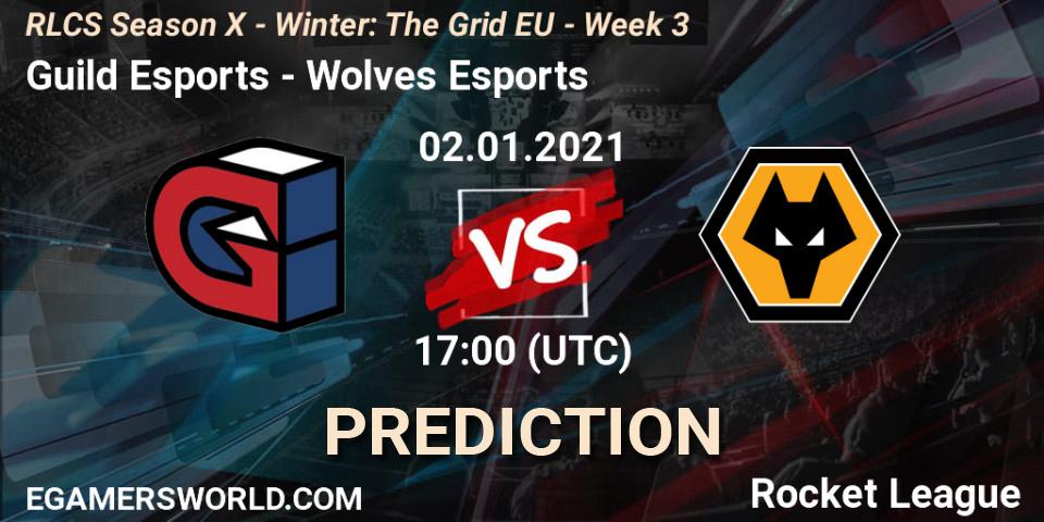 Prognose für das Spiel Guild Esports VS Wolves Esports. 02.01.2021 at 17:00. Rocket League - RLCS Season X - Winter: The Grid EU - Week 3