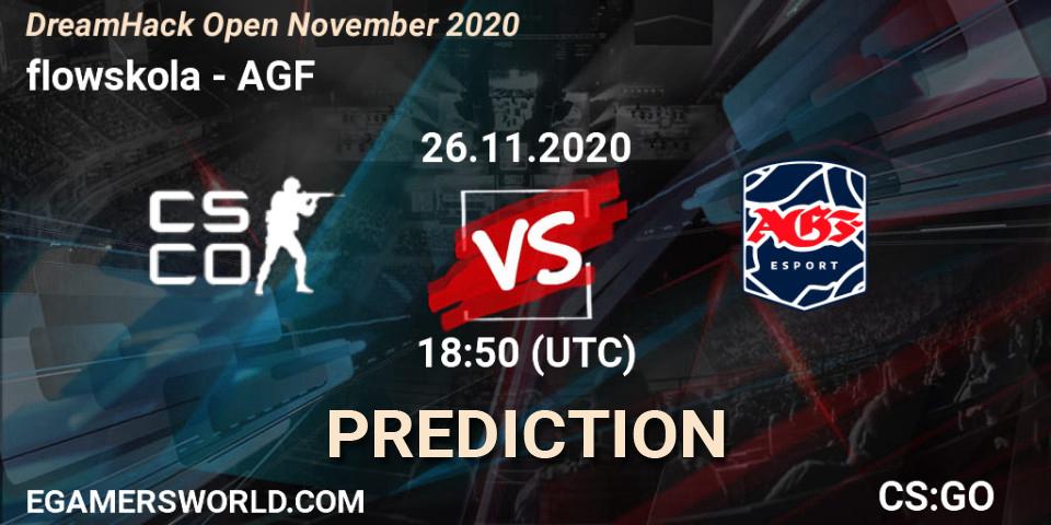 Prognose für das Spiel flowskola VS AGF. 26.11.2020 at 18:50. Counter-Strike (CS2) - DreamHack Open November 2020