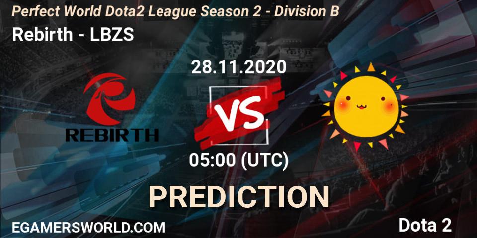 Prognose für das Spiel Rebirth VS LBZS. 28.11.20. Dota 2 - Perfect World Dota2 League Season 2 - Division B