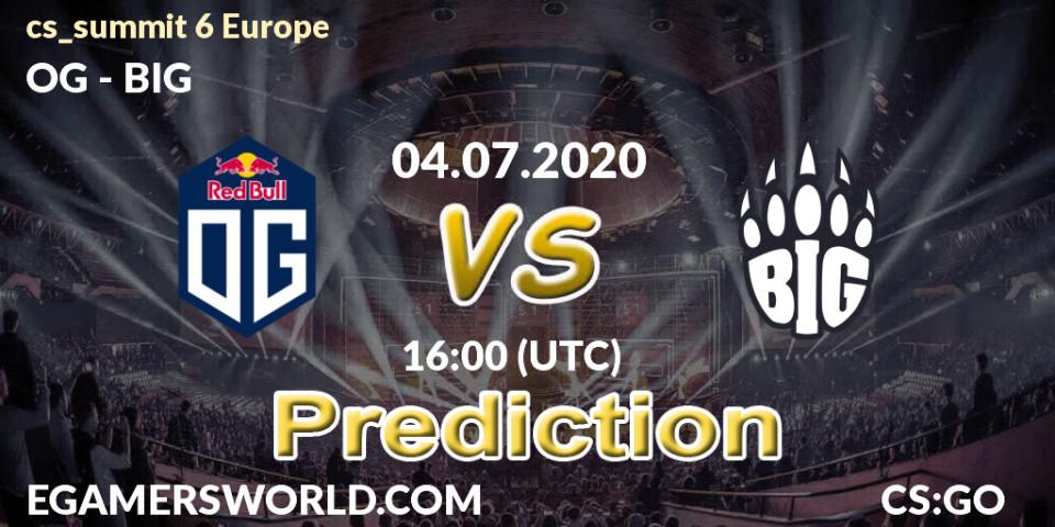 Prognose für das Spiel OG VS BIG. 04.07.2020 at 16:00. Counter-Strike (CS2) - cs_summit 6 Europe