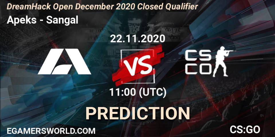 Prognose für das Spiel Apeks VS Sangal. 22.11.20. CS2 (CS:GO) - DreamHack Open December 2020 Closed Qualifier