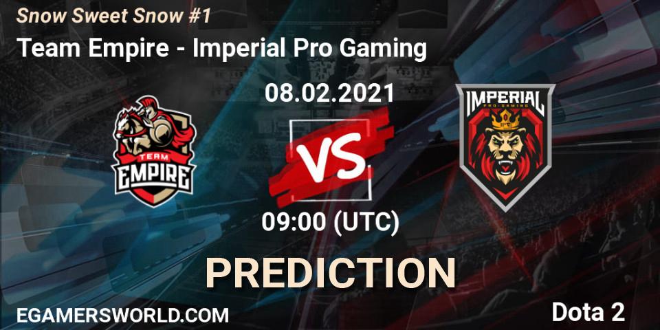 Prognose für das Spiel Team Empire VS Imperial Pro Gaming. 08.02.21. Dota 2 - Snow Sweet Snow #1