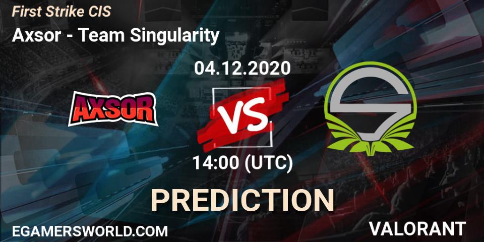 Prognose für das Spiel Axsor VS Team Singularity. 04.12.2020 at 14:00. VALORANT - First Strike CIS