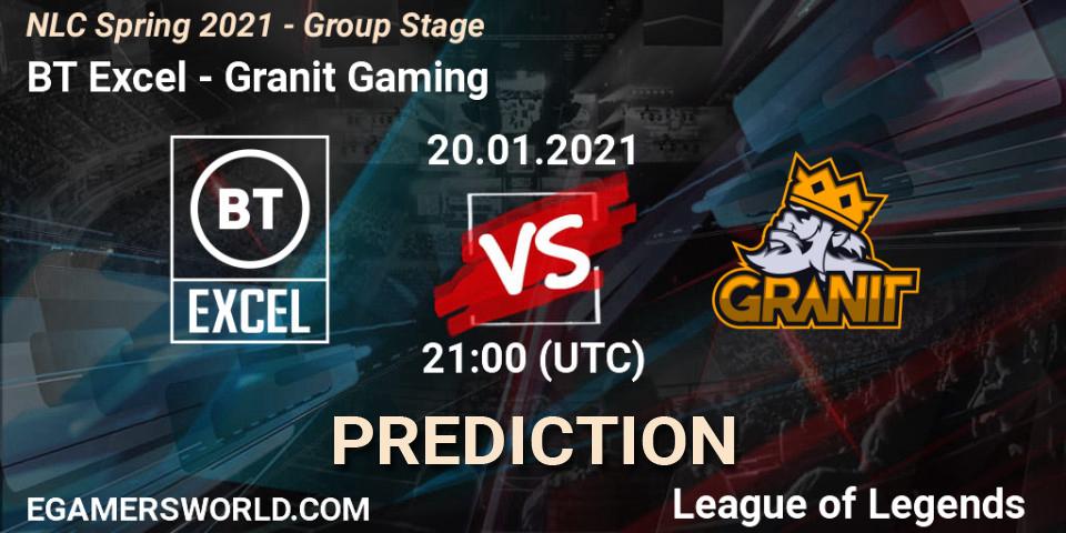 Prognose für das Spiel BT Excel VS Granit Gaming. 20.01.2021 at 21:00. LoL - NLC Spring 2021 - Group Stage
