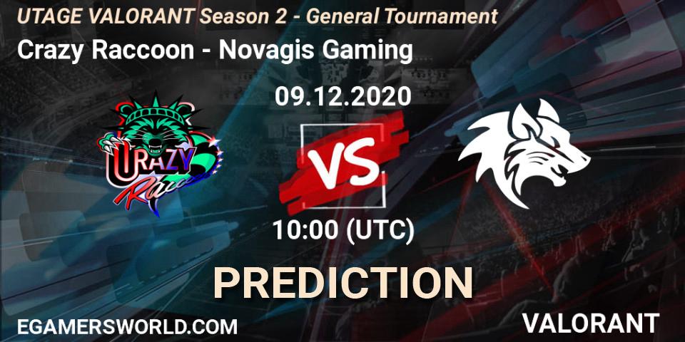 Prognose für das Spiel Crazy Raccoon VS Novagis Gaming. 09.12.2020 at 13:00. VALORANT - UTAGE VALORANT Season 2 - General Tournament