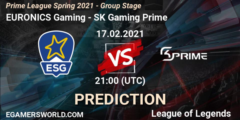 Prognose für das Spiel EURONICS Gaming VS SK Gaming Prime. 17.02.21. LoL - Prime League Spring 2021 - Group Stage