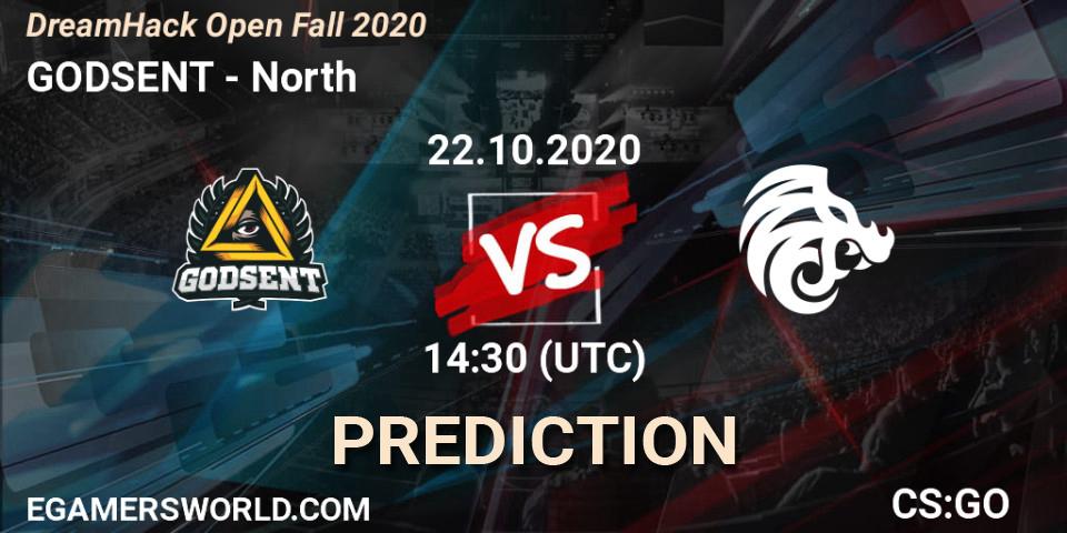 Prognose für das Spiel GODSENT VS North. 22.10.2020 at 14:30. Counter-Strike (CS2) - DreamHack Open Fall 2020