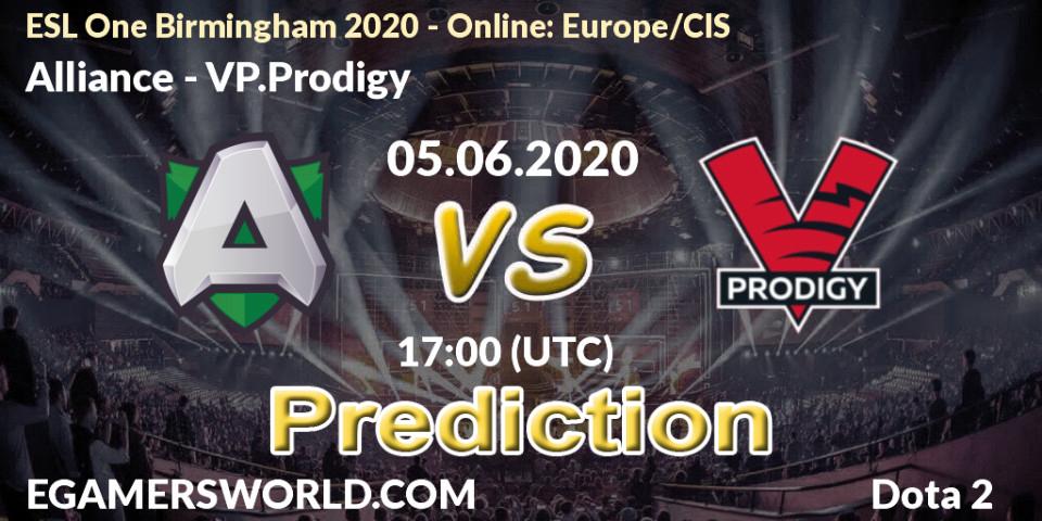 Prognose für das Spiel Alliance VS VP.Prodigy. 05.06.20. Dota 2 - ESL One Birmingham 2020 - Online: Europe/CIS
