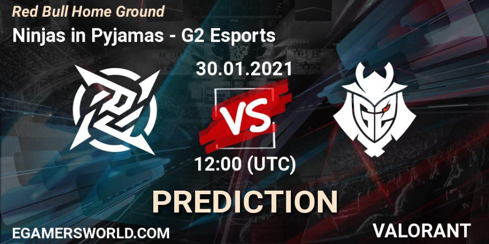 Prognose für das Spiel Ninjas in Pyjamas VS G2 Esports. 30.01.2021 at 12:00. VALORANT - Red Bull Home Ground