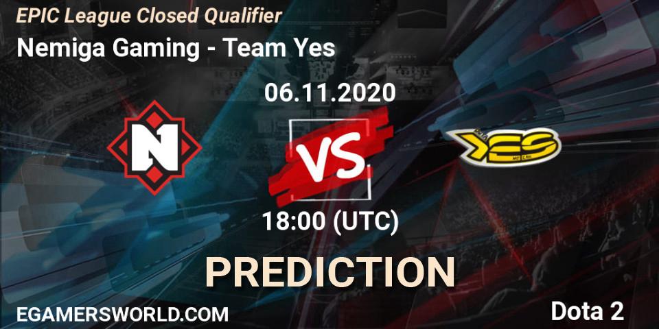Prognose für das Spiel Nemiga Gaming VS Team Yes. 06.11.2020 at 17:42. Dota 2 - EPIC League Closed Qualifier