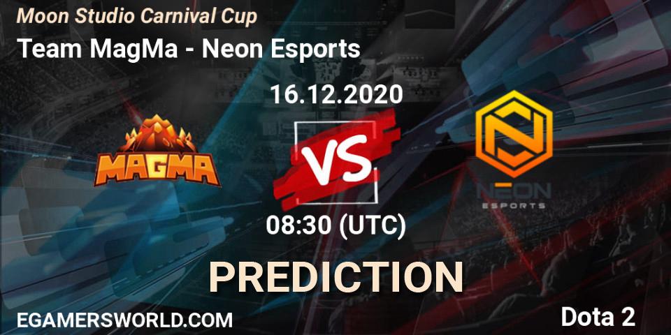 Prognose für das Spiel Team MagMa VS Neon Esports. 16.12.2020 at 09:16. Dota 2 - Moon Studio Carnival Cup