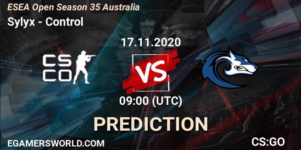 Prognose für das Spiel Sylyx VS Control. 17.11.20. CS2 (CS:GO) - ESEA Open Season 35 Australia