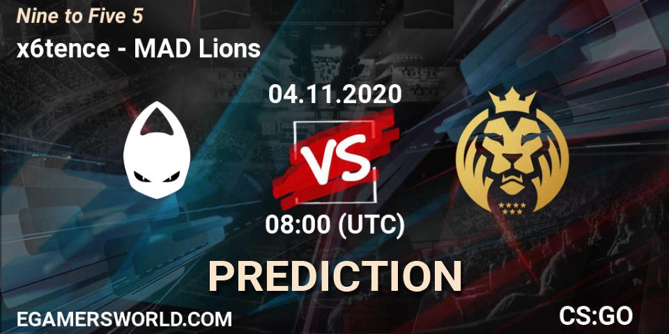 Prognose für das Spiel x6tence VS MAD Lions. 04.11.20. CS2 (CS:GO) - Nine to Five 5