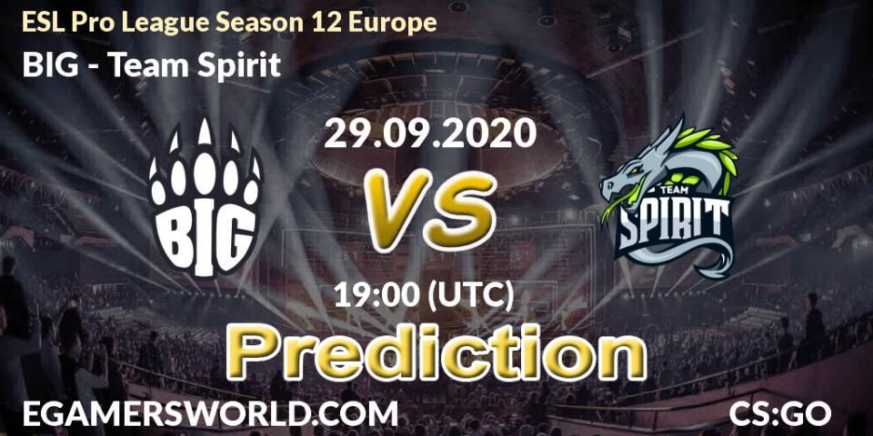 Prognose für das Spiel BIG VS Team Spirit. 29.09.20. CS2 (CS:GO) - ESL Pro League Season 12 Europe