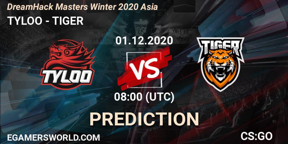 Prognose für das Spiel TYLOO VS TIGER. 01.12.2020 at 08:00. Counter-Strike (CS2) - DreamHack Masters Winter 2020 Asia
