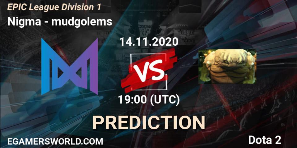 Prognose für das Spiel Nigma VS mudgolems. 14.11.2020 at 19:00. Dota 2 - EPIC League Division 1