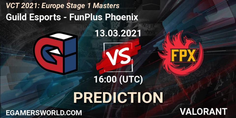 Prognose für das Spiel Guild Esports VS FunPlus Phoenix. 13.03.2021 at 16:00. VALORANT - VCT 2021: Europe Stage 1 Masters
