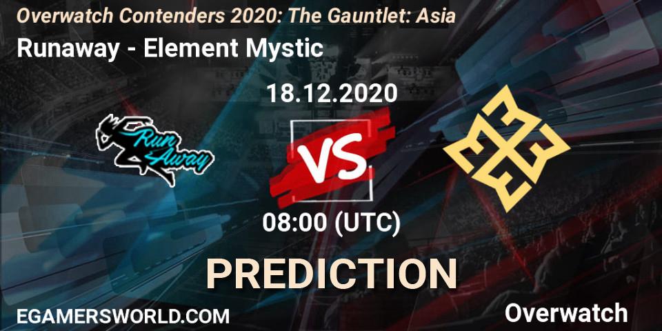 Prognose für das Spiel Runaway VS Element Mystic. 18.12.20. Overwatch - Overwatch Contenders 2020: The Gauntlet: Asia
