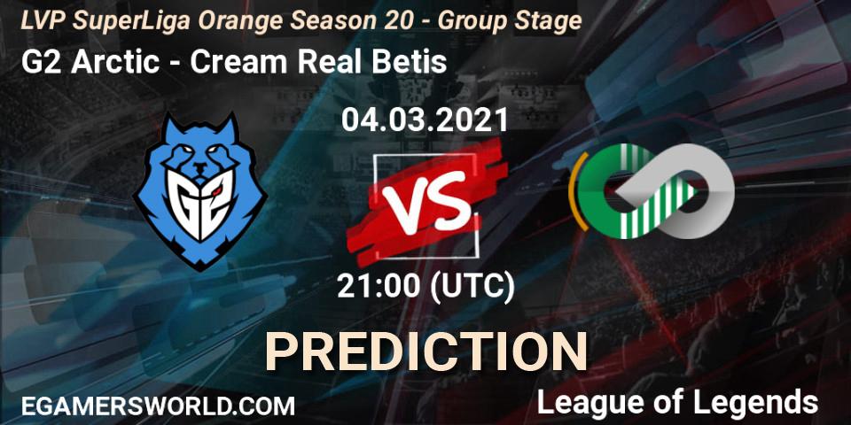 Prognose für das Spiel G2 Arctic VS Cream Real Betis. 04.03.2021 at 21:00. LoL - LVP SuperLiga Orange Season 20 - Group Stage