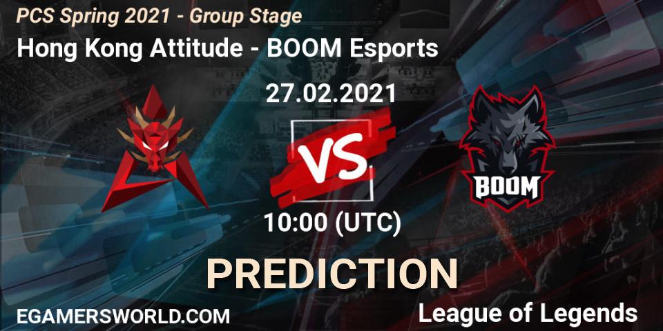 Prognose für das Spiel Hong Kong Attitude VS BOOM Esports. 27.02.21. LoL - PCS Spring 2021 - Group Stage