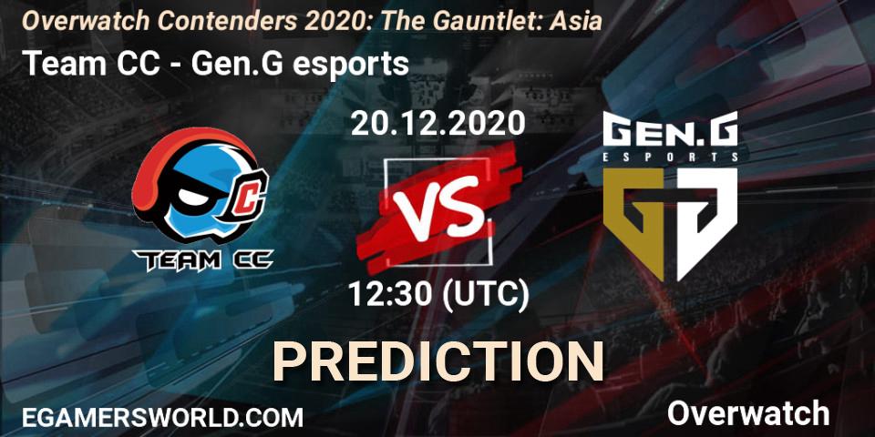 Prognose für das Spiel Team CC VS Gen.G esports. 20.12.20. Overwatch - Overwatch Contenders 2020: The Gauntlet: Asia