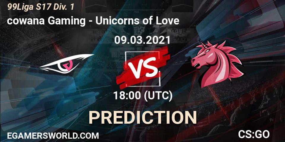 Prognose für das Spiel cowana Gaming VS Unicorns of Love. 09.03.21. CS2 (CS:GO) - 99Liga S17 Div. 1